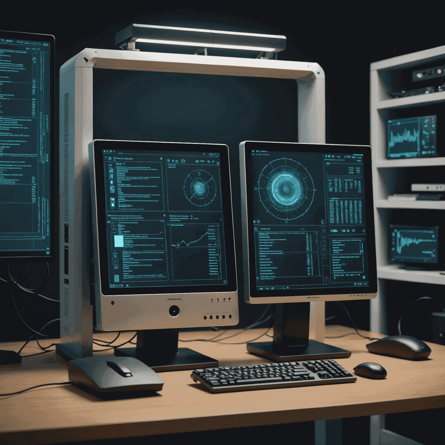 A split-screen image comparing a traditional computer setup with a futuristic quantum computer terminal, highlighting the evolution of computing technology