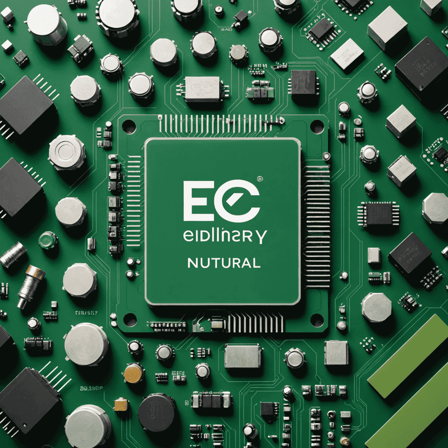 An image showcasing eco-friendly electronic components and green manufacturing processes, highlighting sustainability in the electronics industry