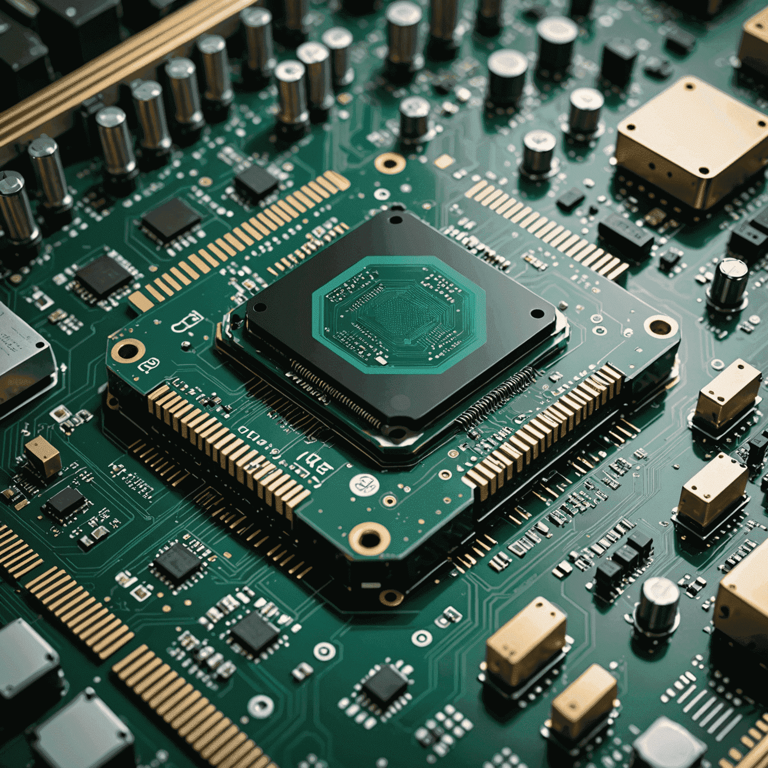 A conceptual image showing AI integration in electronic components, with neural networks overlaying circuit boards, illustrating the fusion of AI and electronics